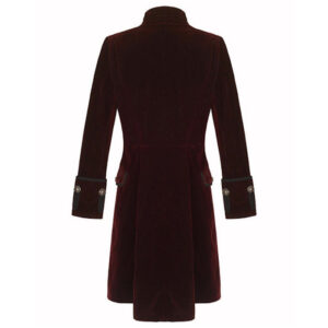 Men’s Velvet Renaissance Burgundy Handmade Frock Coat Gothic Victorian Jacket Steampunk