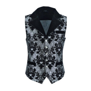 Victorian Gentleman’s Aristocrat Vest Black Silver Vest-0