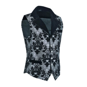 Victorian Gentleman’s Aristocrat Vest Black Silver Vest-2991