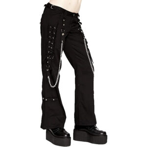 Women Gothic Rave Black Chain Rock Star Straps Metal Punk Show Pants-2843