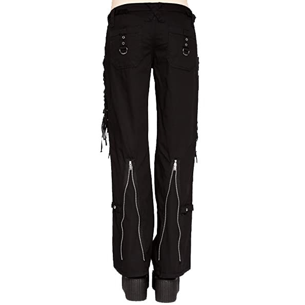 Women Gothic Rave Black Chain Rock Star Straps Metal Punk Show Pants-2844