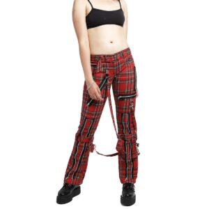 Women,s Bondage Pants Red Plaid-2854