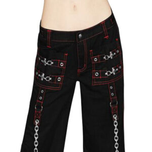 Women’s Chains Black Rhinestones Gothic Baggy Pants-Trip Pants-2869