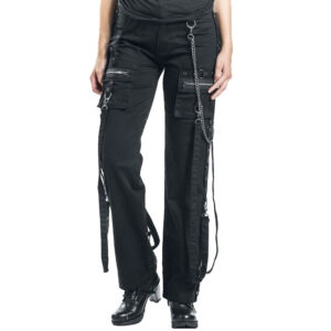 Women’s Chains Black Rhinestones Gothic Punk Buckles Pant Emo Tripp Pants-0