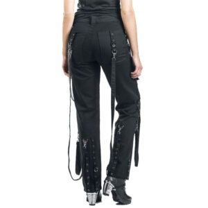 Women’s Chains Black Rhinestones Gothic Punk Buckles Pant Emo Tripp Pants-2873