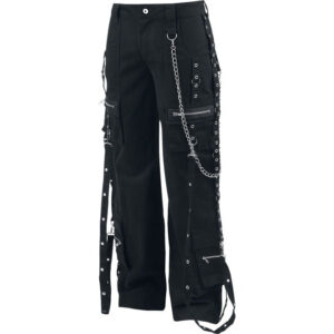 Women’s Chains Black Rhinestones Gothic Punk Buckles Pant Emo Tripp Pants-2874
