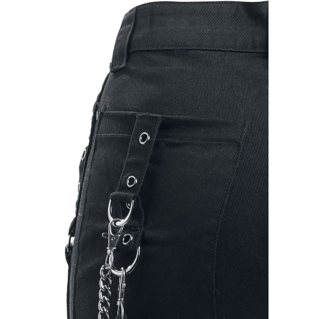 Women’s Chains Black Rhinestones Gothic Punk Buckles Pant Emo Tripp Pants-2875