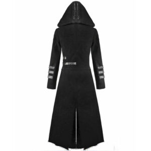 Scorpion Mens Black Punisher Hooded Trench Coat Long Jacket Red Black Gothic Steampunk