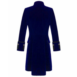 Men’s Velvet Renaissance Blue Velvet Handmade Frock Coat Gothic Victorian Jacket Steampunk