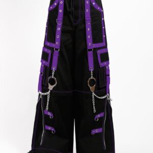 Ladies Fashion Gothic Night Pant Mega Eye Pant Purple-Black