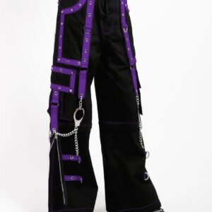 Ladies Fashion Gothic Night Pant Mega Eye Pant Purple-Black