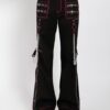 Ladies Fashion Gothic Pant Night Pant Pink Stitch