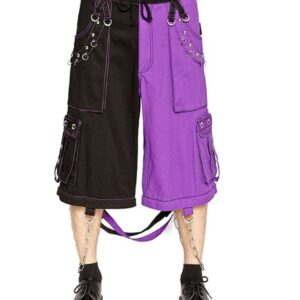 Cyberpunk Rock Bondage Trouser Punk Purple Black Pant-3254