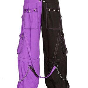 Cyberpunk Rock Bondage Trouser Punk Purple Black Pant-3256