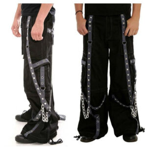 Men Baggy Gothic Fetish Trouser CyberGoth Shorts Pant-3213
