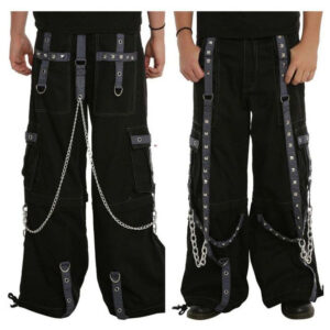 Men Baggy Gothic Fetish Trouser CyberGoth Shorts Pant-3215