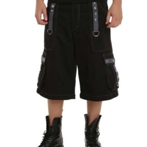 Men Baggy Gothic Fetish Trouser CyberGoth Shorts Pant-3217