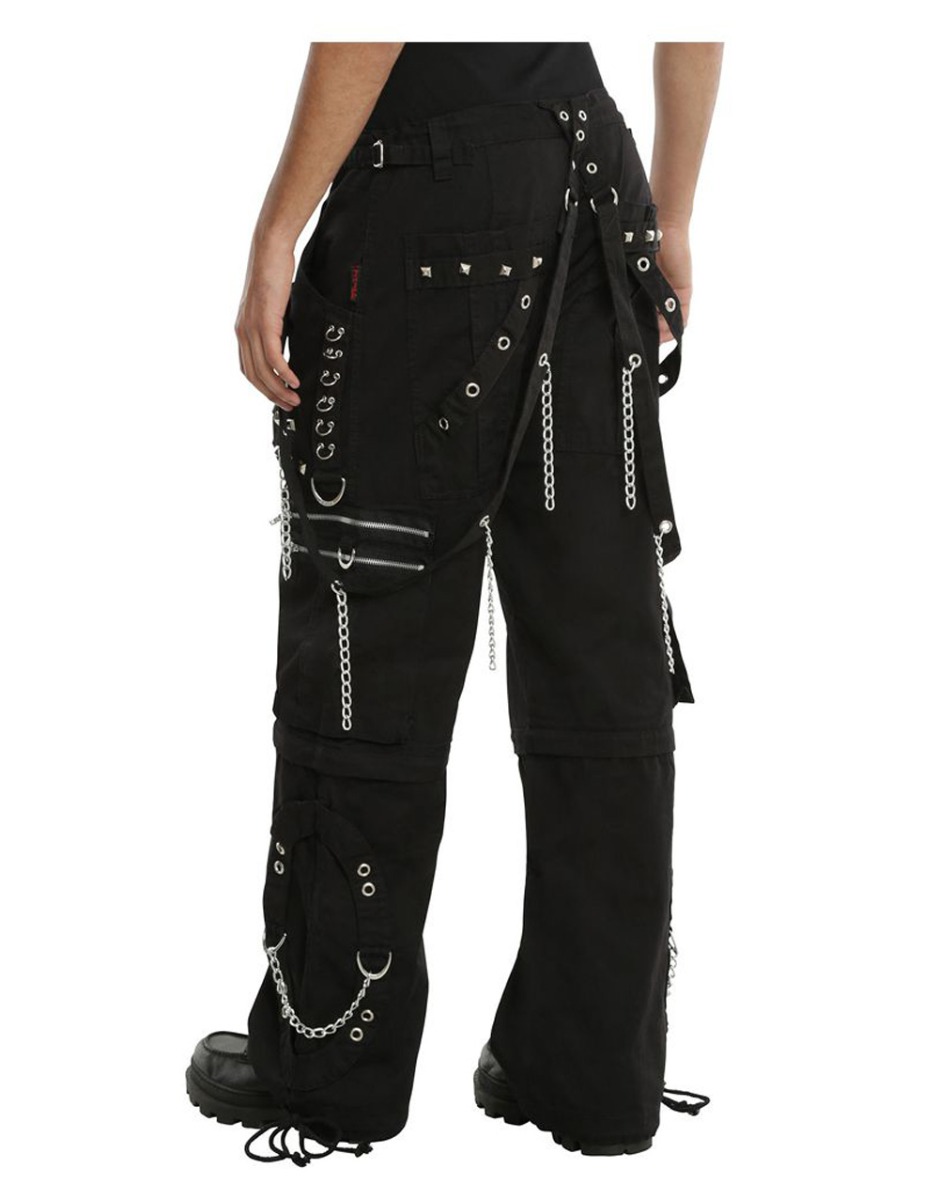 Black Gothic Chained Trouser Zip Off Rock Punk Short Pant Goth Trouser-3221