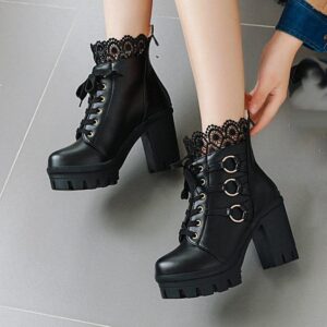 Victorian O-Ring Lace Boots-3341