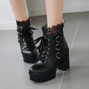 Victorian O-Ring Lace Boots-3340