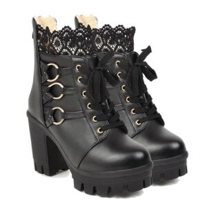 Victorian O-Ring Lace Boots-3343