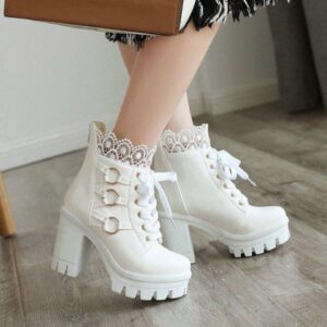 Victorian O-Ring Lace Boots-3350