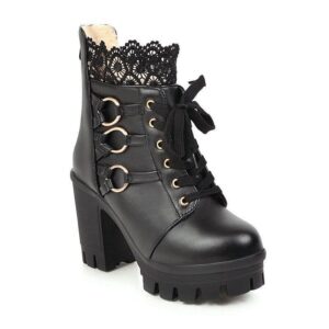 Victorian O-Ring Lace Boots-3346