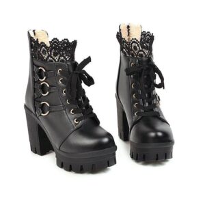 Victorian O-Ring Lace Boots-3345