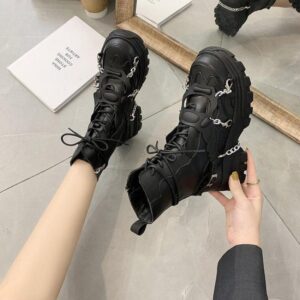 Gothic Ankle Boots Chained -3445