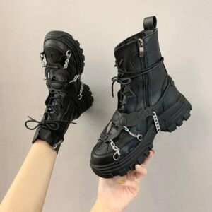 Gothic Ankle Boots Chained -3452