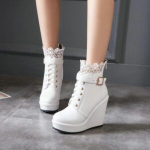 Lace Platform Boots-4603