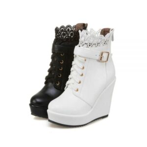 Lace Platform Boots-4595
