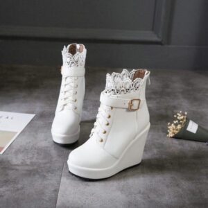 Lace Platform Boots-4596