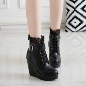Lace Platform Boots-4597