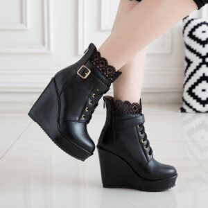 Lace Platform Boots-4599