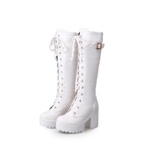Gothic Lace Up Buckle Side Boots-3528
