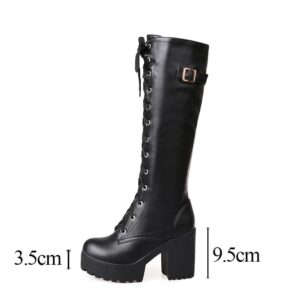 Gothic Lace Up Buckle Side Boots-3534