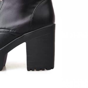 Gothic Lace Up Buckle Side Boots-3531
