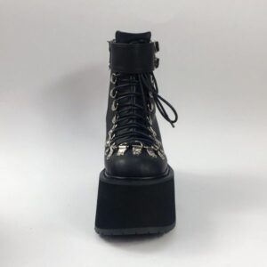 Lace Up Buckles Platform Ankle Boots-4237