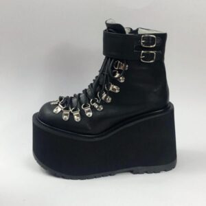 Lace Up Buckles Platform Ankle Boots-4239
