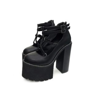 Pentagram Strap Pumps Platform Shoes-4099