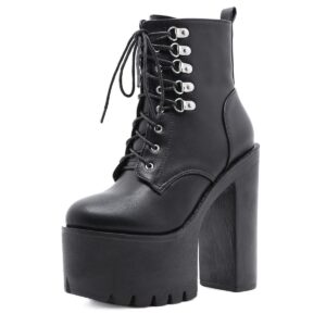 Gothic Platform Lace Up Boots-3496