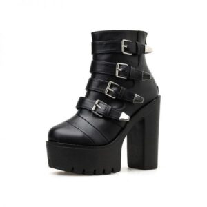 Women Buckle Boots-4416