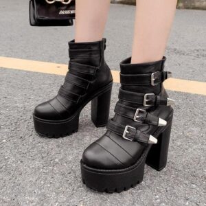 Women Buckle Boots-4418