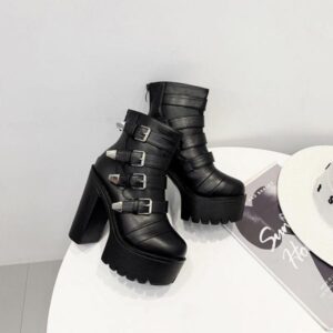 Women Buckle Boots-4421