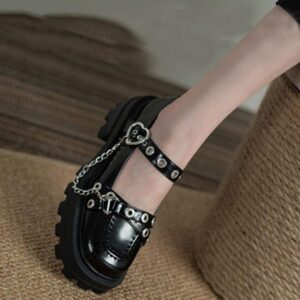 Chain British Style Thick Bottom Shoes-5052