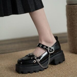 Chain British Style Thick Bottom Shoes-5058