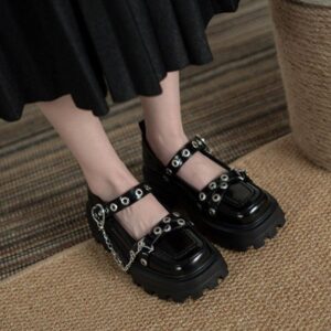 Chain British Style Thick Bottom Shoes-5059
