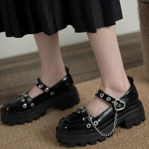 Chain British Style Thick Bottom Shoes-5060