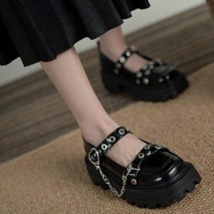 Chain British Style Thick Bottom Shoes-5061